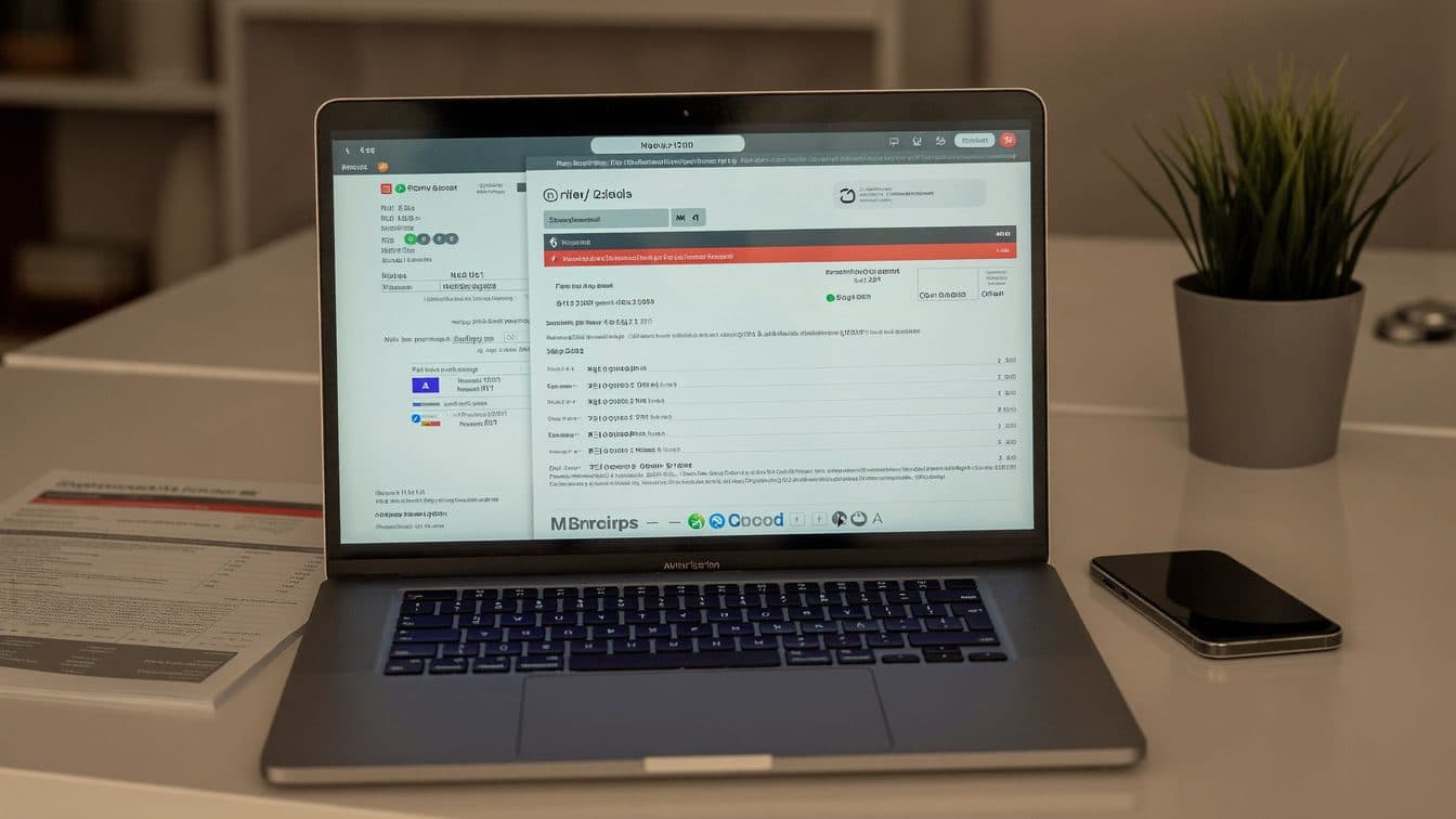 Digital invoice on a laptop screen